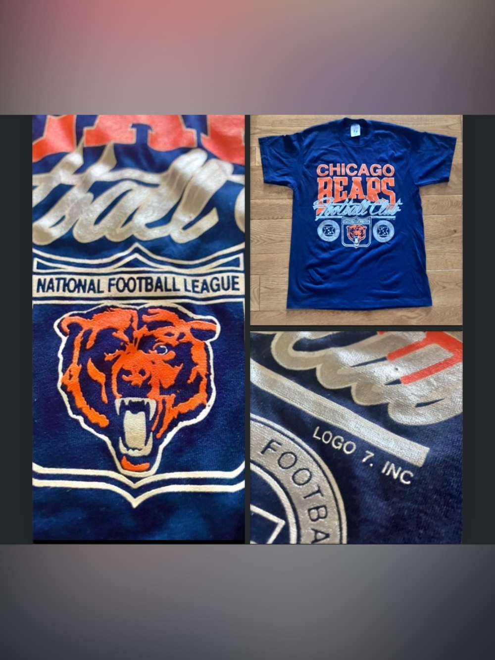 Vintage NFL Logo 7 1990s Chicago Bears Large SS Shirt NWOT Old Stock Never Worn